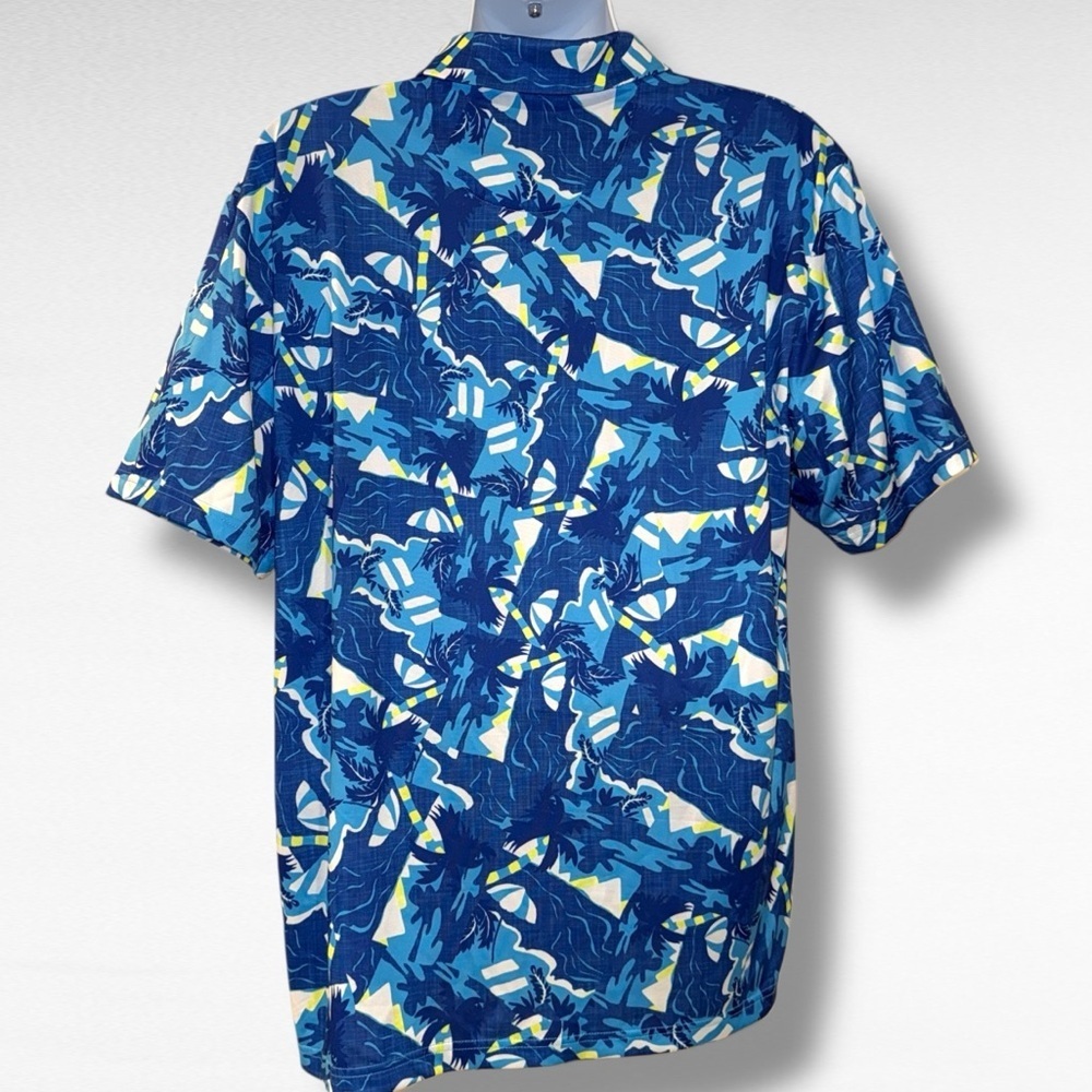 Grand Slam Performance Polo Shirt XL Blue Tropical Print Stretch Golf NWT - Picture 4 of 10